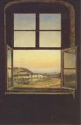 johann christian Claussen Dahl View through a Window to the Chateau of Pillnitz (mk09) oil